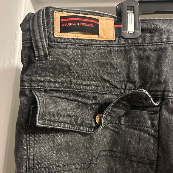 Vintage Y2K Willie + Esco Dungaree Jeans Dark Gray Charcoal Streetwear 42 x 47 - Picture 8 of 12